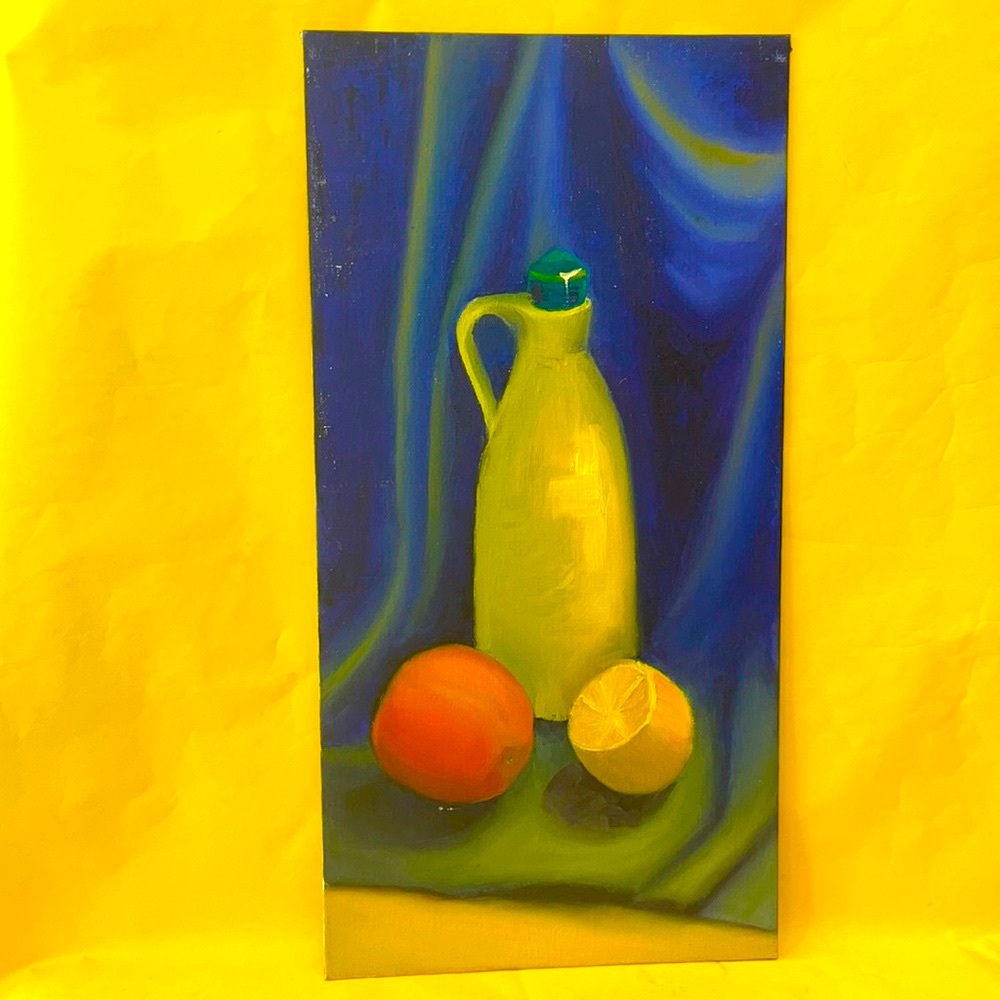 Vintage original oil painting on canvas board